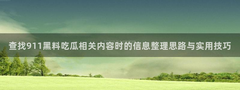 51吃瓜资讯网站：查找911黑料吃瓜相关内容时的信息整理思路与实用技巧