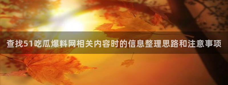 网络吃瓜：查找51吃瓜爆料网相关内容时的信息整理思路和注意事项